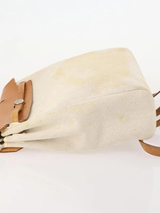 HERMES Herbag Ad PM Backpack Canvas Leather 2way Beige Silver Auth 172481 main image 12
